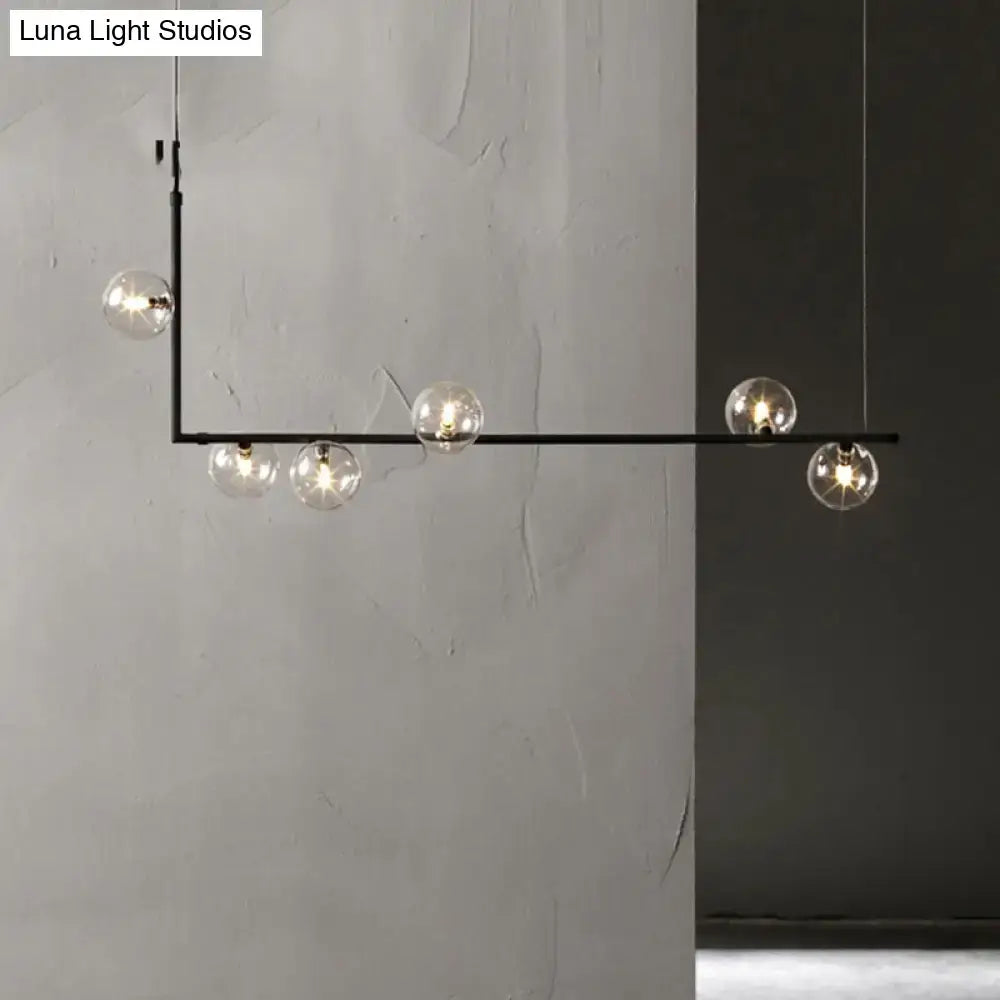 Modernist black glass globe pendant light dining room chandelier