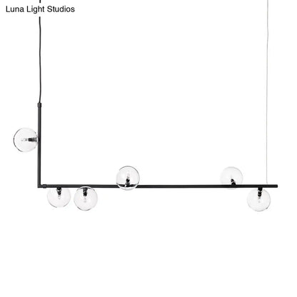 DecorBites™ Modernist Black Glass Globe Pendant Light with 6 Bulbs and Right Angled Frame - Warm/White Lighting