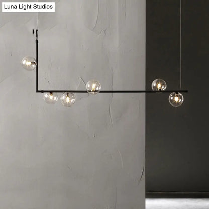 DecorBites™ Modernist Black Glass Globe Pendant Light with 6 Bulbs and Right Angled Frame - Warm/White Lighting