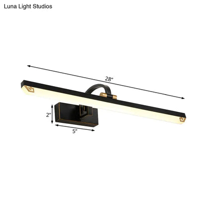 Modernist black & gold linear vanity light bathroom led wall lamp