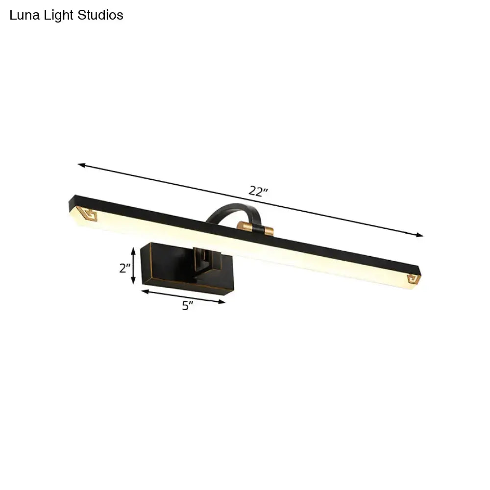 Modernist black & gold linear vanity light bathroom led wall lamp