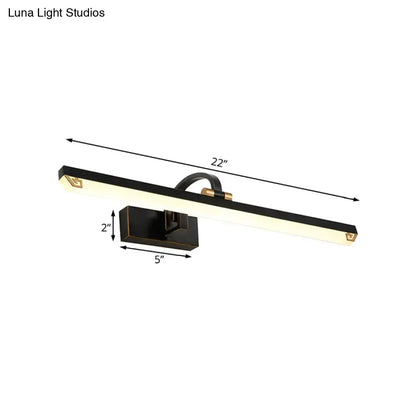 Modernist black & gold linear vanity light bathroom led wall lamp