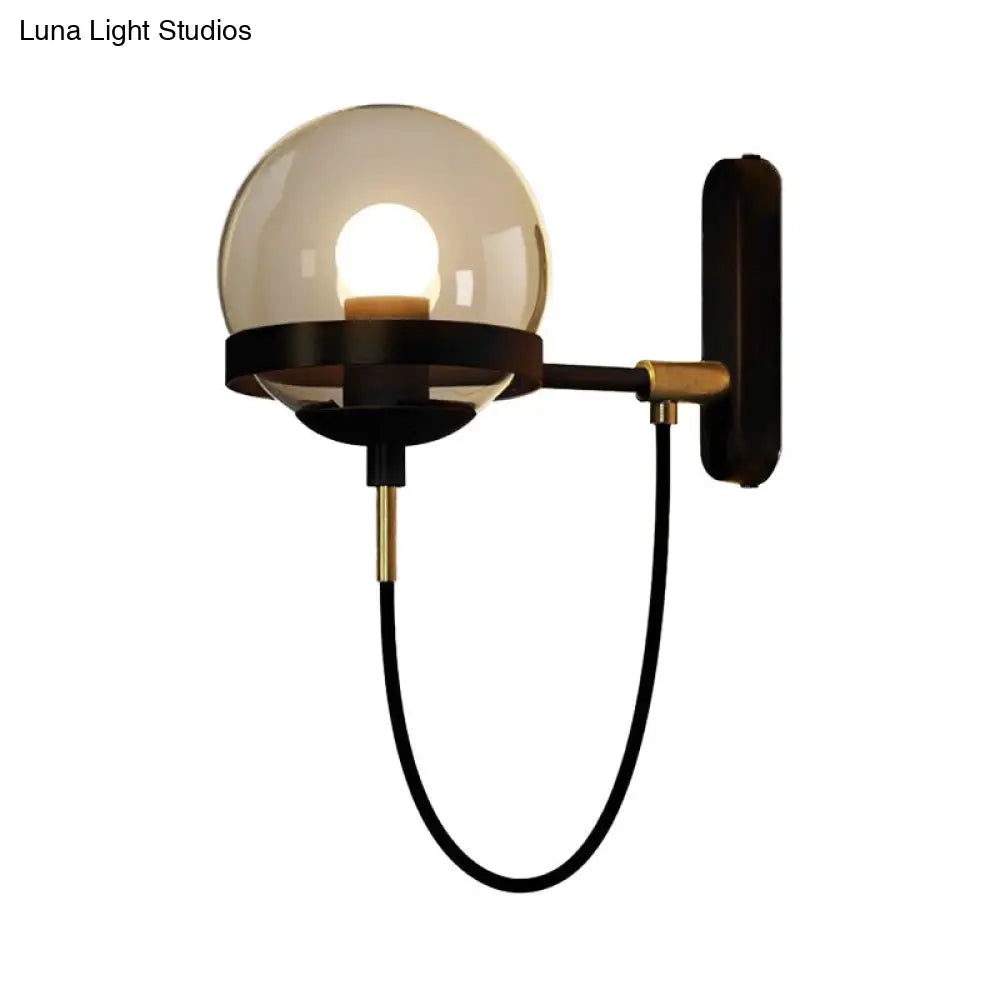 DecorBites™ Modernist Black/Gold Rope Wall Sconce with Smoke Glass - 1 Light