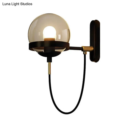 DecorBites™ Modernist Black/Gold Rope Wall Sconce with Smoke Glass - 1 Light