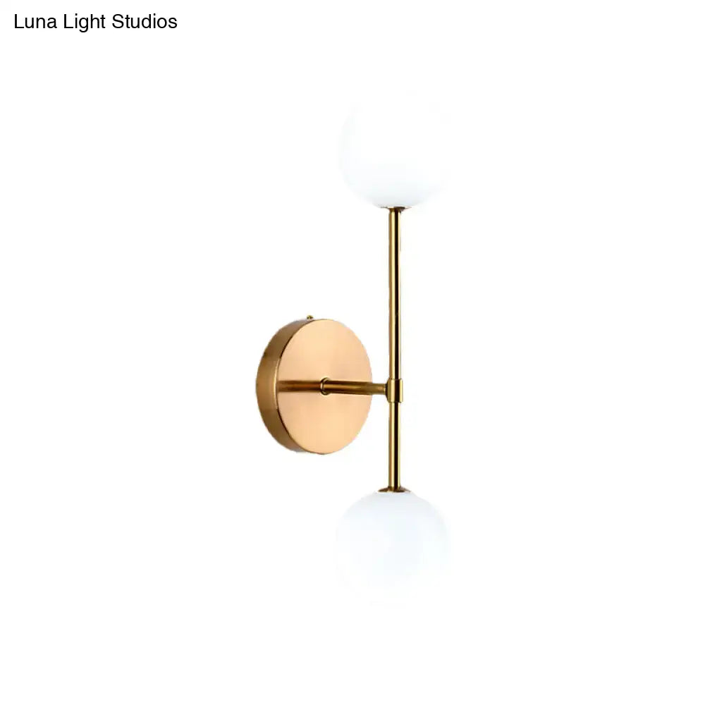 Modernist black & gold wall sconce living room double globe light