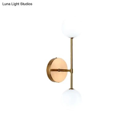 Modernist black & gold wall sconce living room double globe light