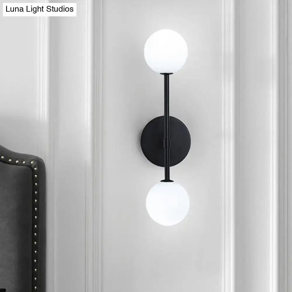 Modernist black & gold wall sconce living room double globe light