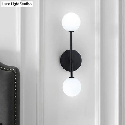 Modernist black & gold wall sconce living room double globe light