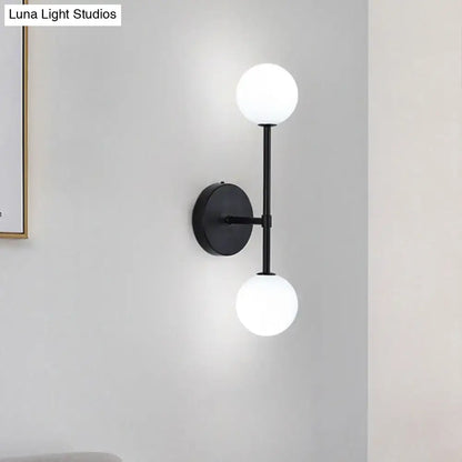 Modernist black & gold wall sconce living room double globe light