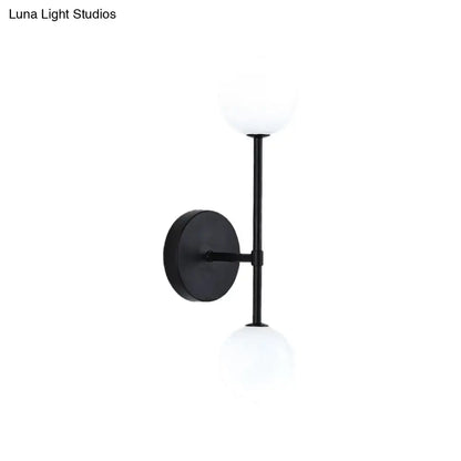 Modernist black & gold wall sconce living room double globe light