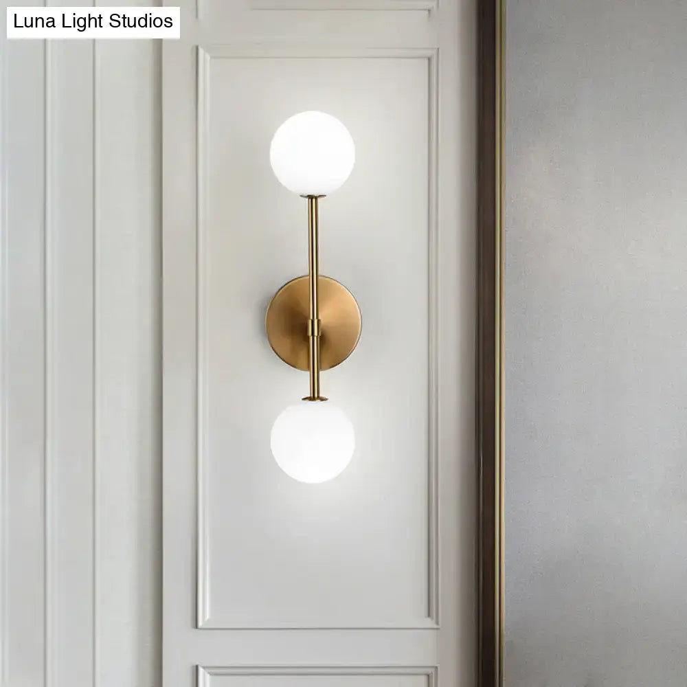 Modernist black & gold wall sconce living room double globe light