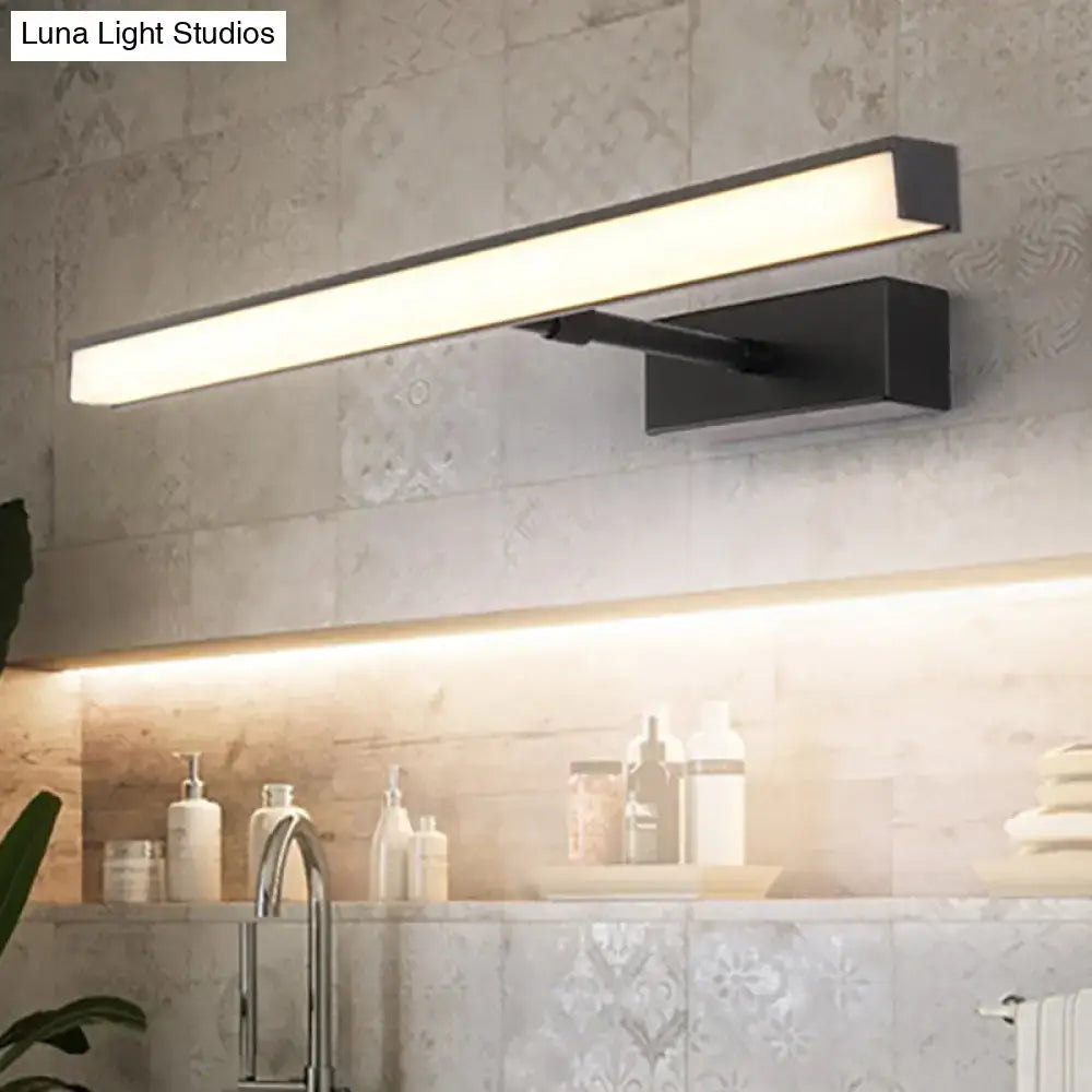 Modernist black & silver metal linear vanity sconce bathroom led light