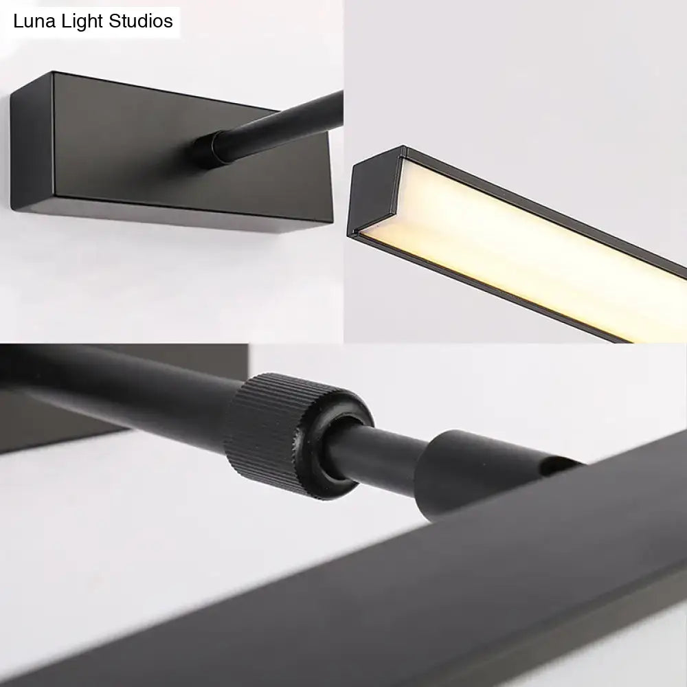 Modernist black & silver metal linear vanity sconce bathroom led light