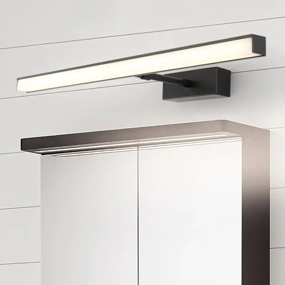 Modernist black & silver metal linear vanity sconce bathroom led light