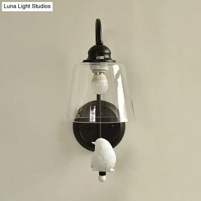 Modernist black & white bird cone wall lamp bedroom glass sconce