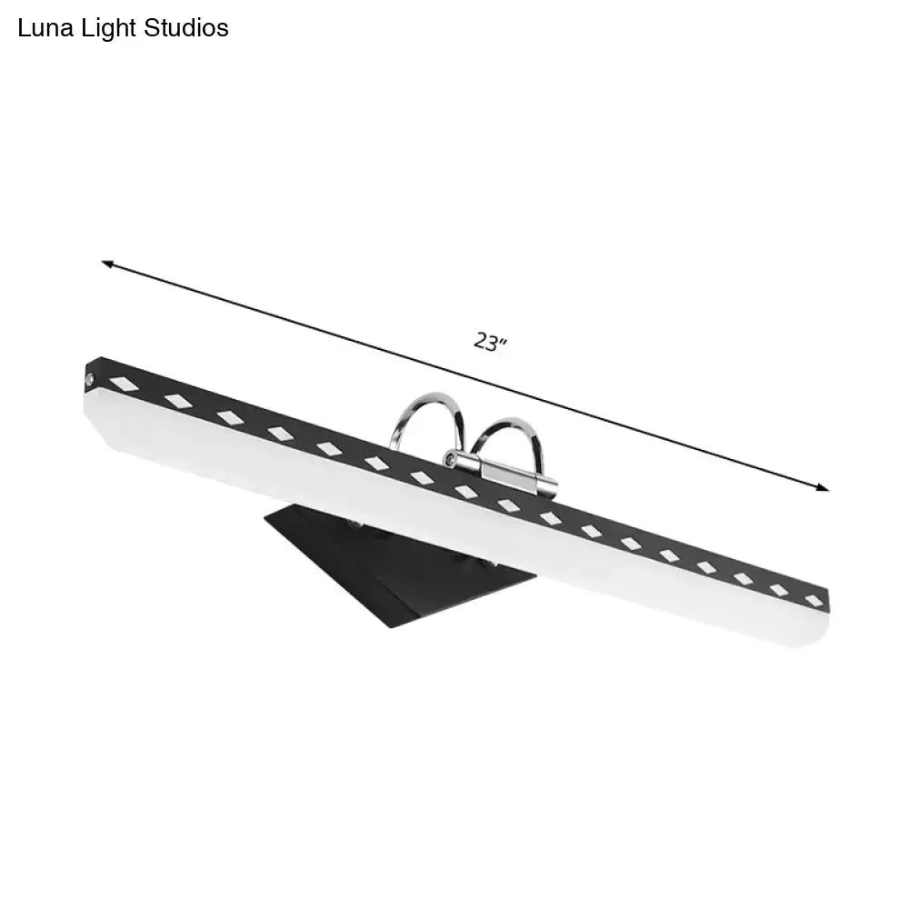 Modernist black & white led vanity light bathroom curved arm natural light