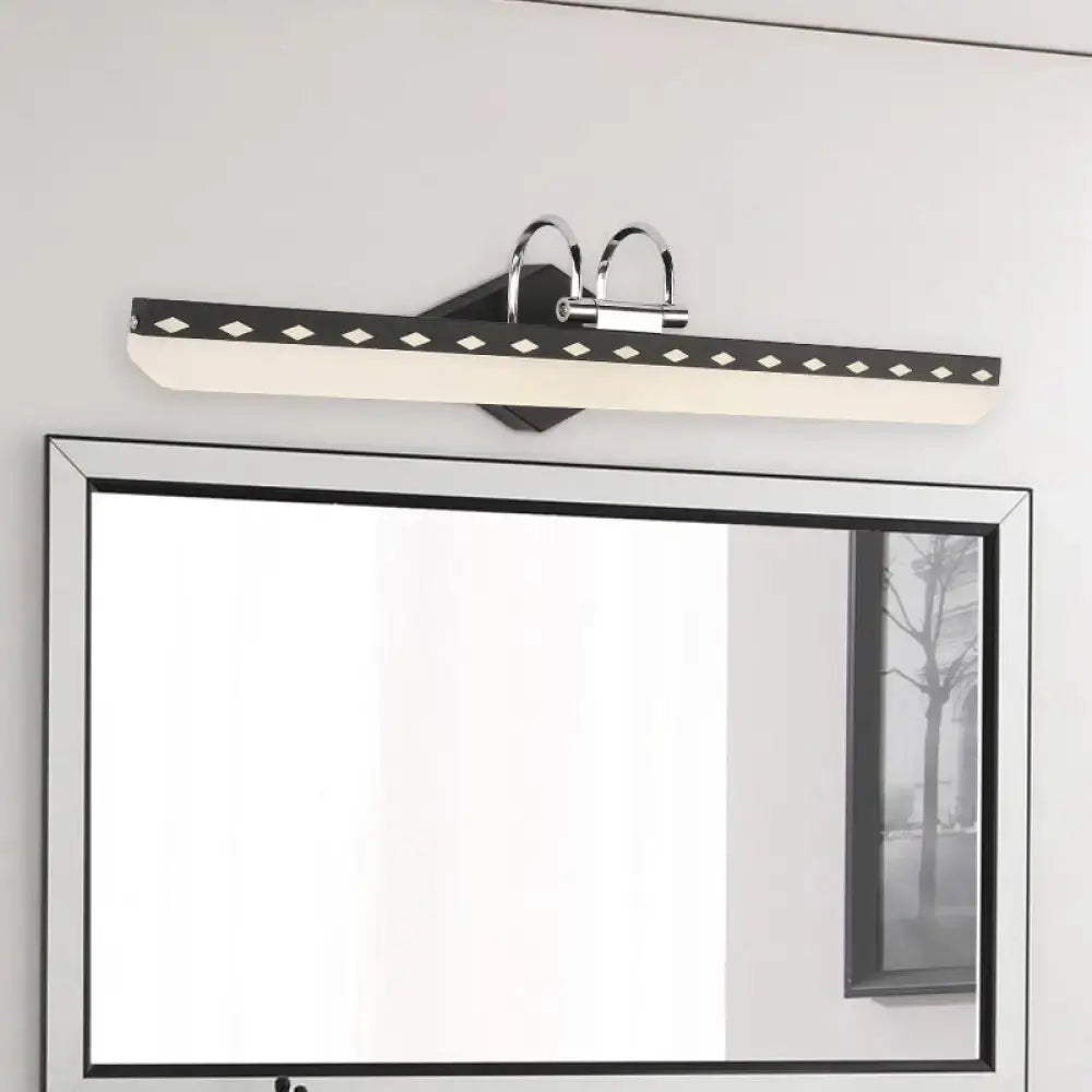 Modernist black & white led vanity light bathroom curved arm natural light