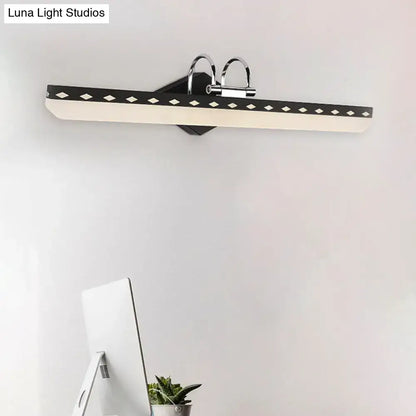 Modernist black & white led vanity light bathroom curved arm natural light