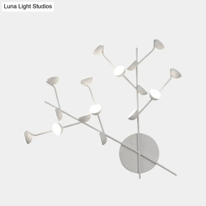 DecorBites™ Modernist Branch Metal Wall Light Sconce with 16 Bulbs, LED, White Finish