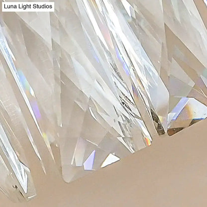 Modernist brass and clear faceted crystal wall light living room