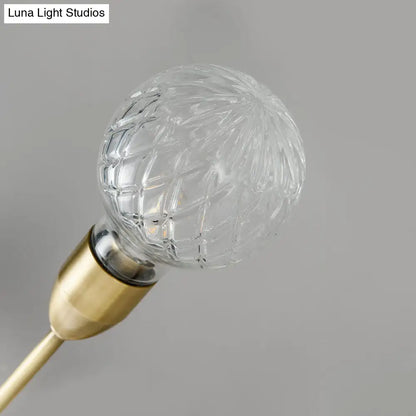 DecorBites™ Modernist Brass Armed Sconce Lamp Wall Mount Light Fixure with Prismatic Glass Ball Shade - 3 Bulbs