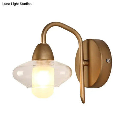 Modernist brass clear glass wall lamp bedroom sconce
