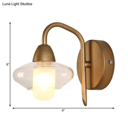 Modernist brass clear glass wall lamp bedroom sconce