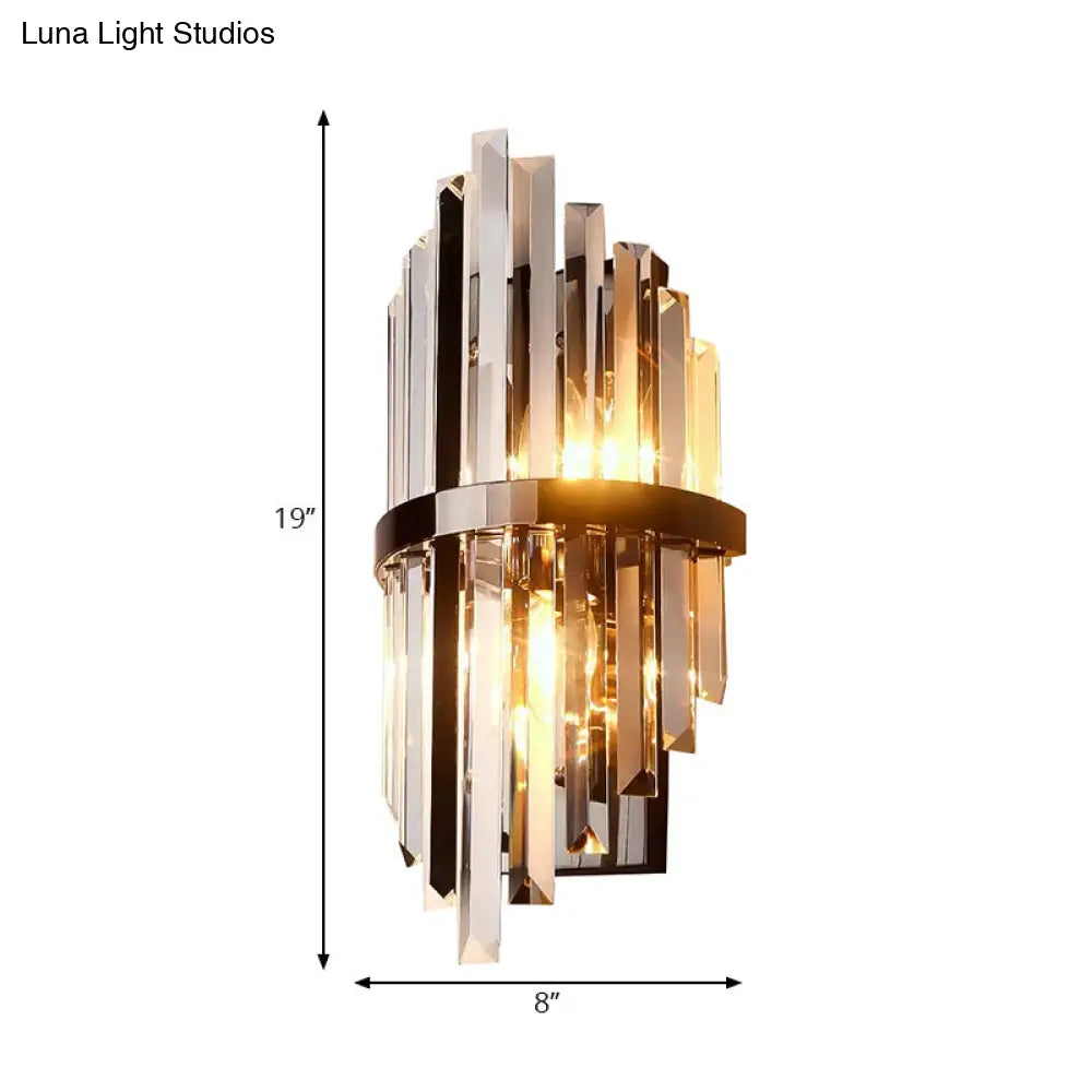 DecorBites™ Modernist Clear Crystal Prism Sconce Lighting: 1-Light Black Wall Mounted Lamp for Bedside
