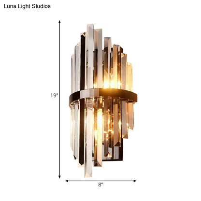 DecorBites™ Modernist Clear Crystal Prism Sconce Lighting: 1-Light Black Wall Mounted Lamp for Bedside