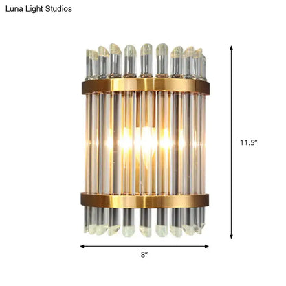 Modernist clear crystal wall sconce gold finish living room light