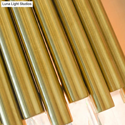DecorBites™ Modernist Clear Faceted Crystal Wall Mount 1 Light Brass Wall Light for Living Room