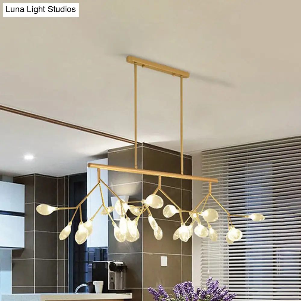 DecorBites™ Modernist Clear Glass Dining Table Ceiling Pendant - Firefly Hanging Island Light in Black/Gold