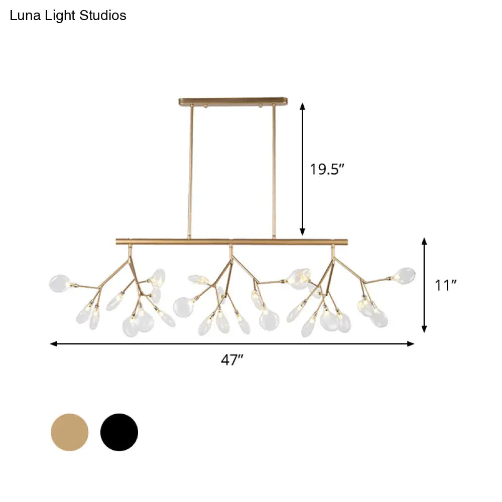 DecorBites™ Modernist Clear Glass Dining Table Ceiling Pendant - Firefly Hanging Island Light in Black/Gold