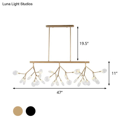 DecorBites™ Modernist Clear Glass Dining Table Ceiling Pendant - Firefly Hanging Island Light in Black/Gold