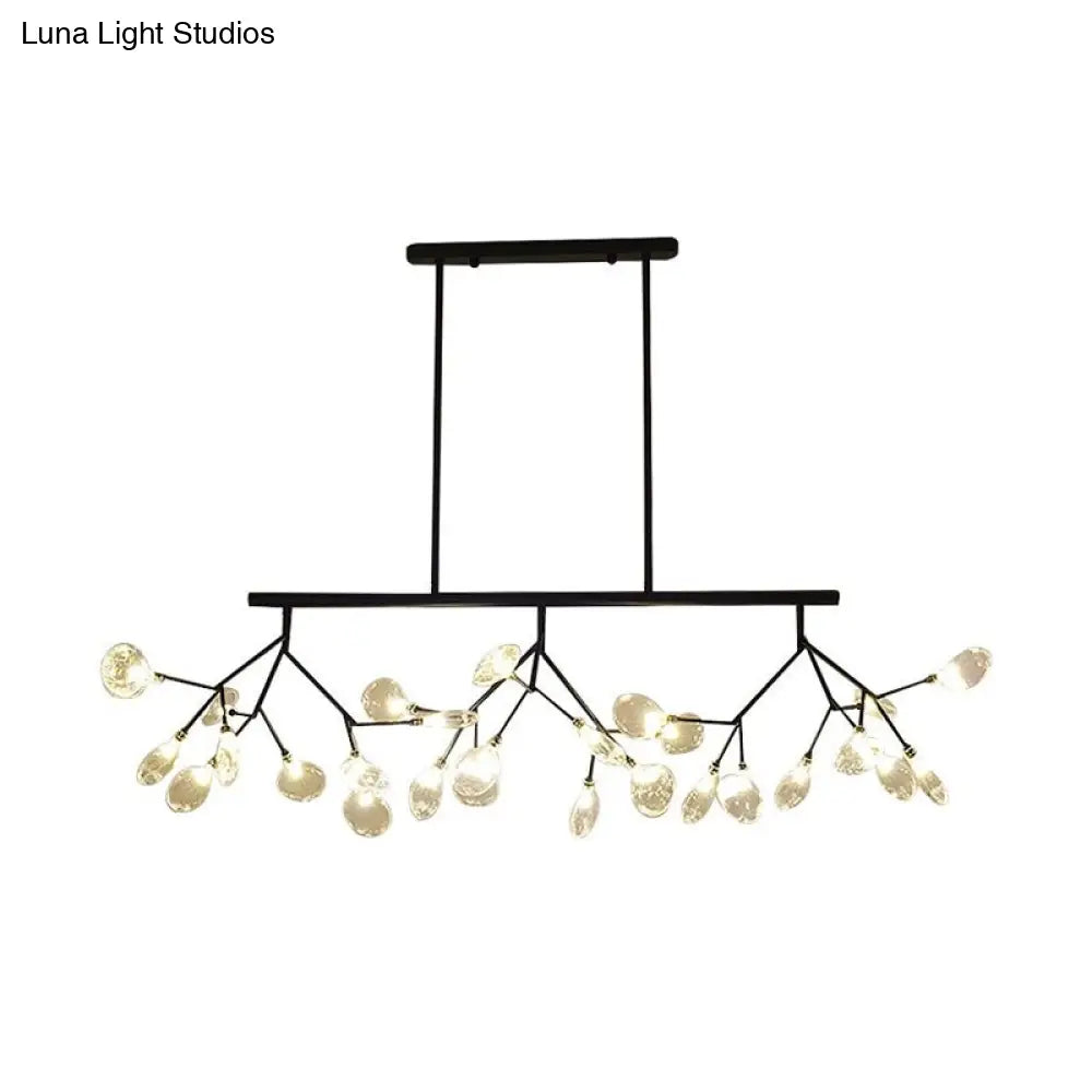 DecorBites™ Modernist Clear Glass Dining Table Ceiling Pendant - Firefly Hanging Island Light in Black/Gold