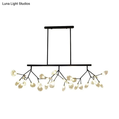 DecorBites™ Modernist Clear Glass Dining Table Ceiling Pendant - Firefly Hanging Island Light in Black/Gold
