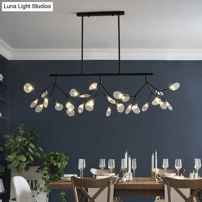 DecorBites™ Modernist Clear Glass Dining Table Ceiling Pendant - Firefly Hanging Island Light in Black/Gold