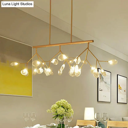 DecorBites™ Modernist Clear Glass Dining Table Ceiling Pendant - Firefly Hanging Island Light in Black/Gold