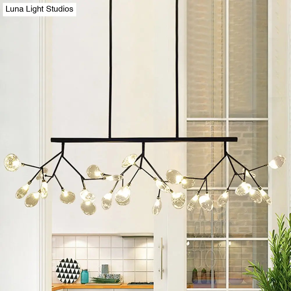 DecorBites™ Modernist Clear Glass Dining Table Ceiling Pendant - Firefly Hanging Island Light in Black/Gold