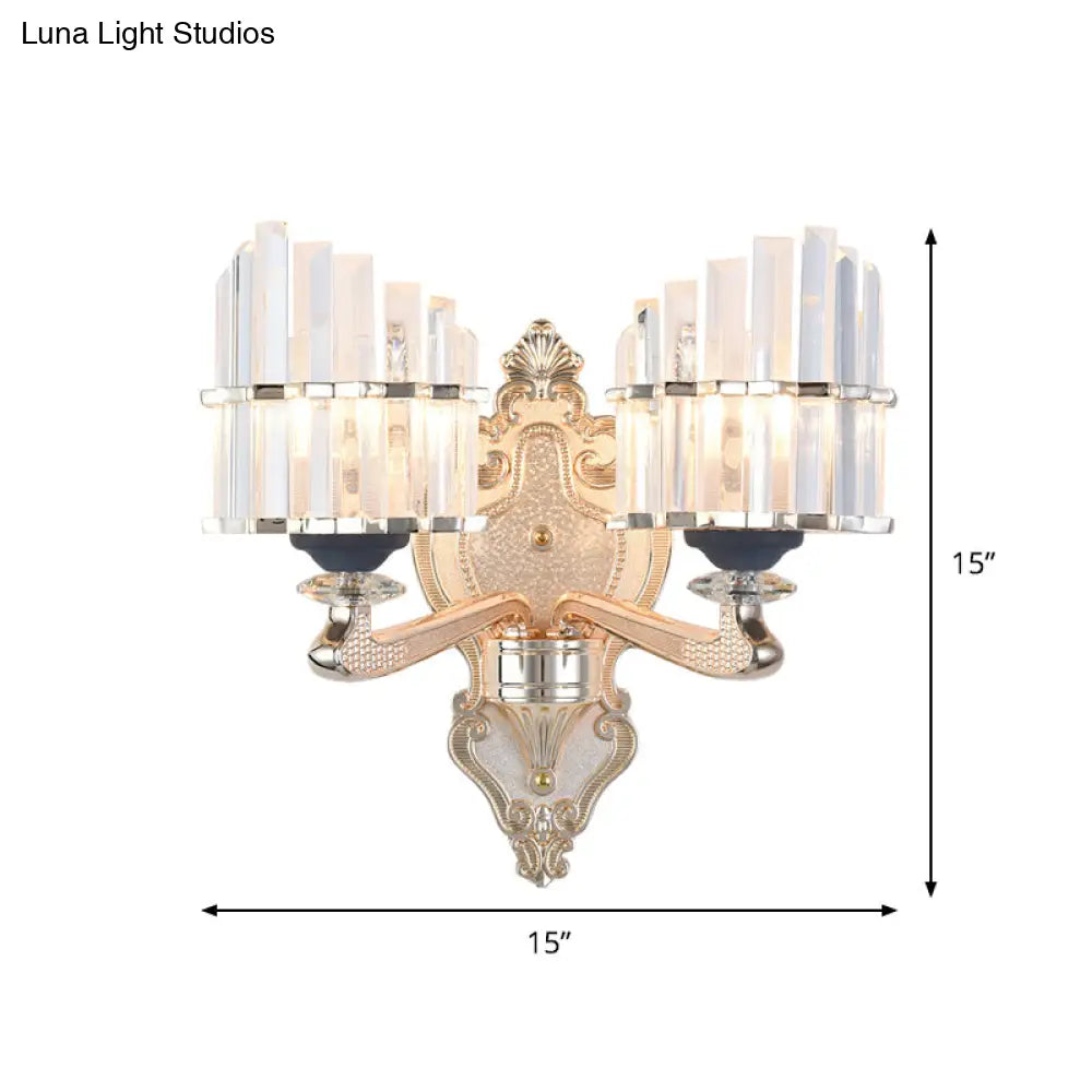 DecorBites™ Modernist Conical Shade Wall Light Fixture with Crystal Rods - Gold - Ideal for Living Room