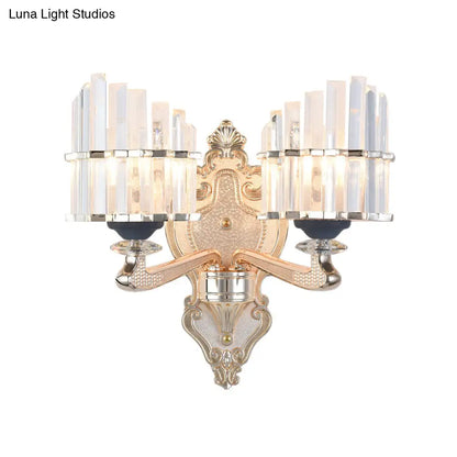 DecorBites™ Modernist Conical Shade Wall Light Fixture with Crystal Rods - Gold - Ideal for Living Room