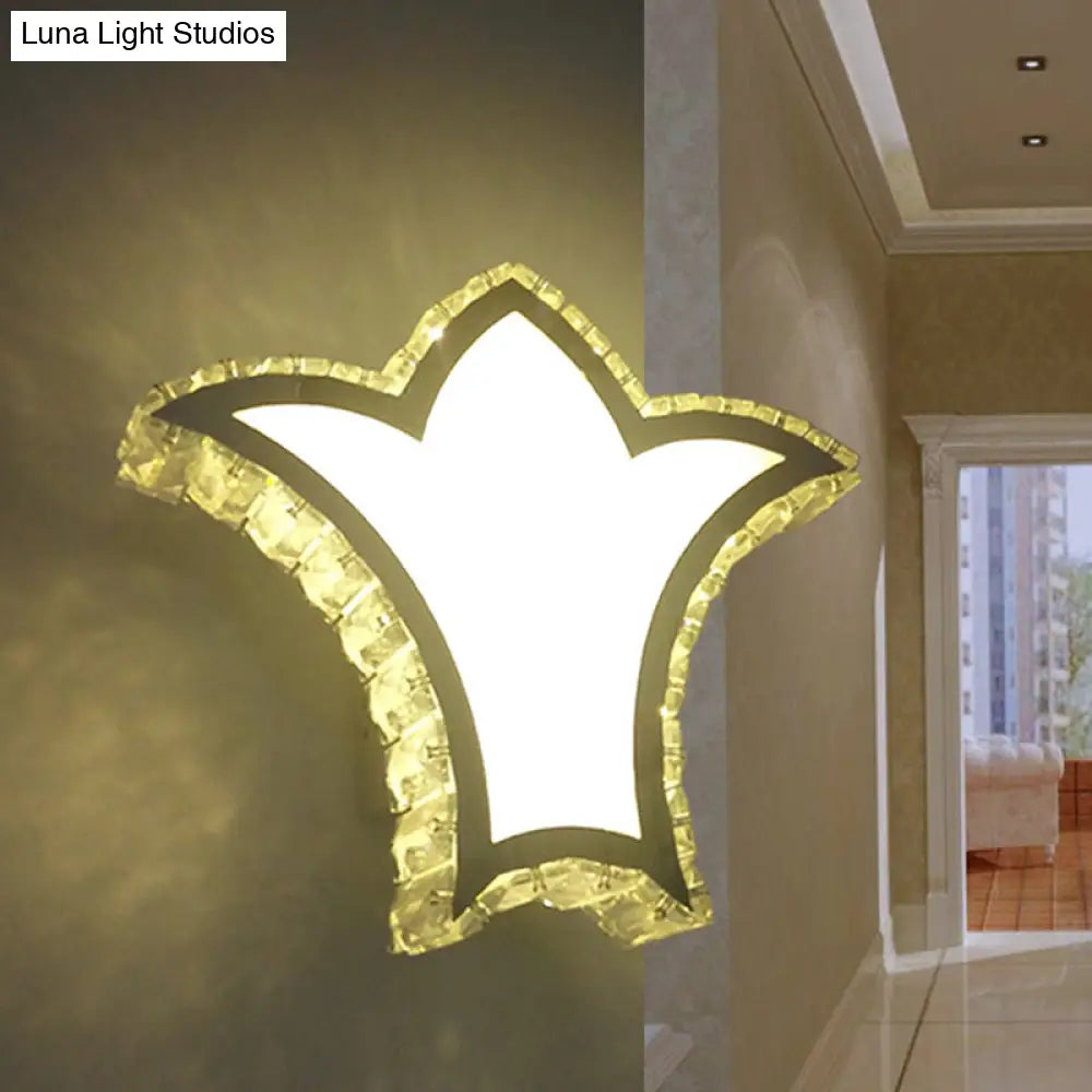 DecorBites™ Modernist Crown Wall Light with Clear K9 Crystal and LED in White/Warm/2 Color Light