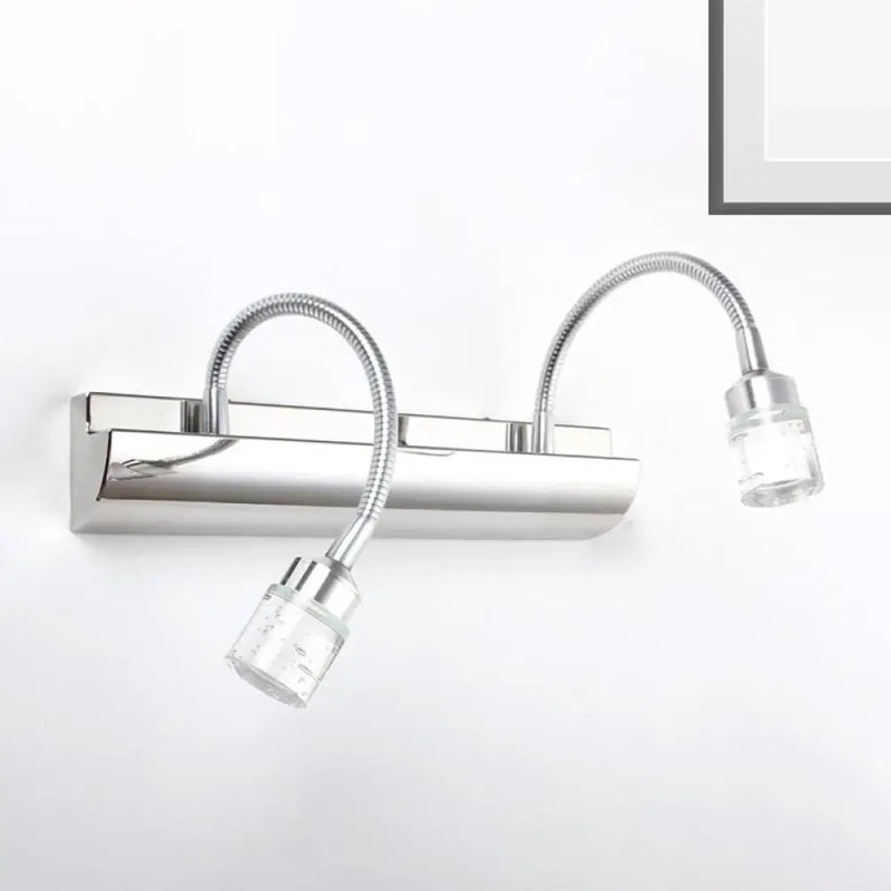 DecorBites™ Modernist Crystal Vanity Wall Sconce with Gooseneck Arm - Clear Cylinder Shape, 3 Lights, 12.5"/18" W, Chrome
