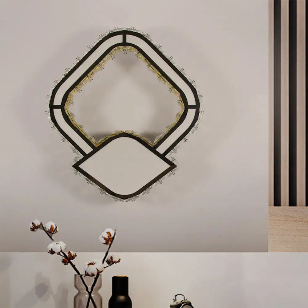 DecorBites™ Modernist Cut Crystal LED Petal Wall Lamp in Warm/White Light - White Wall Mount Lighting