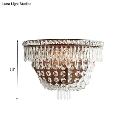 Modernist dark bronze crystal basket wall sconce for bedroom lighting