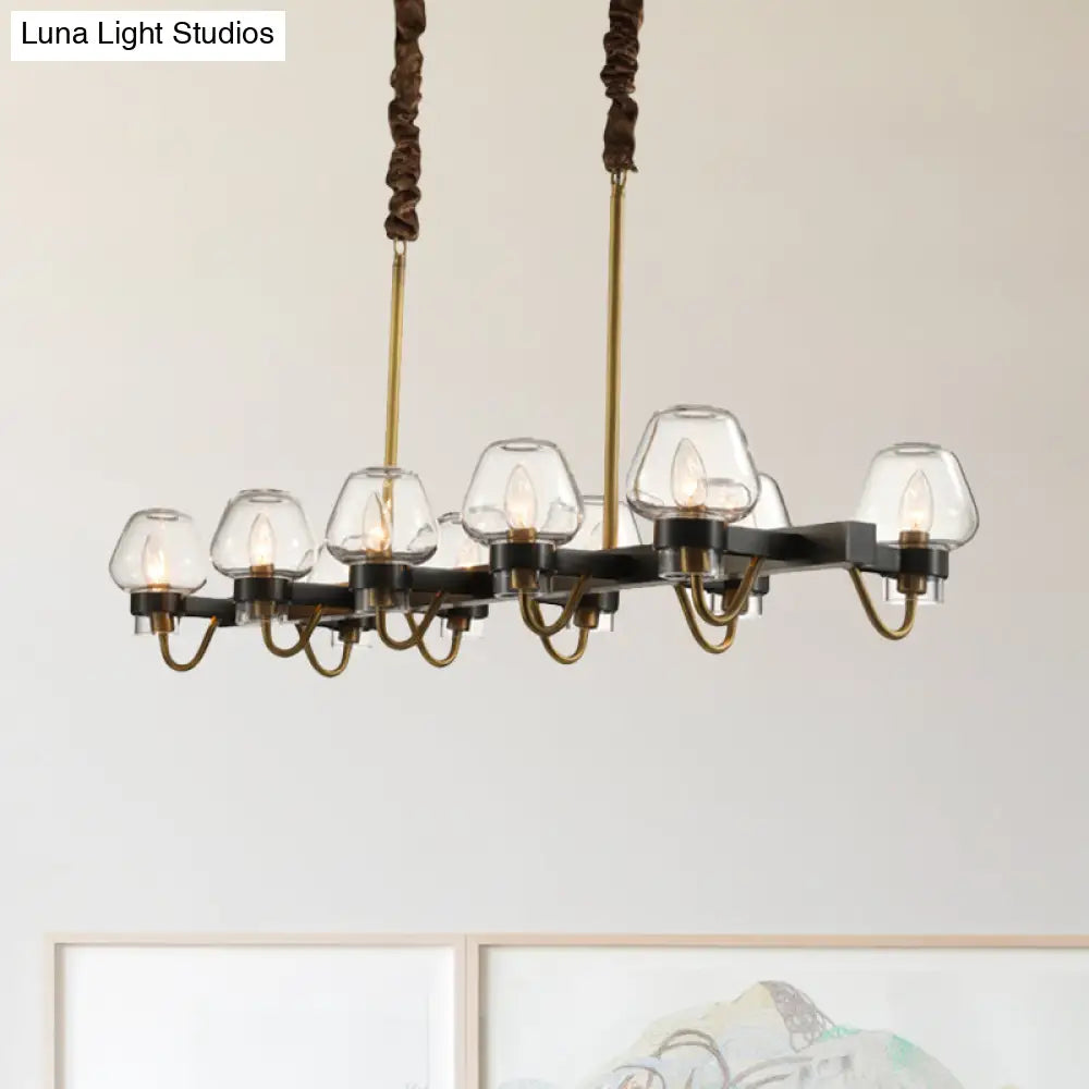 DecorBites™ Modernist Dome Island Chandelier - Clear Glass - 8/10 Lights - Black Finish