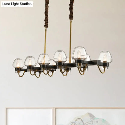 DecorBites™ Modernist Dome Island Chandelier - Clear Glass - 8/10 Lights - Black Finish