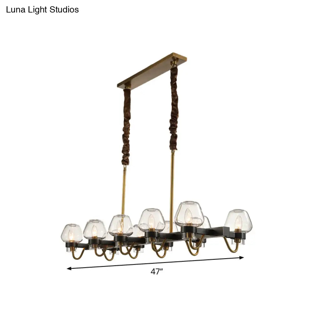 DecorBites™ Modernist Dome Island Chandelier - Clear Glass - 8/10 Lights - Black Finish