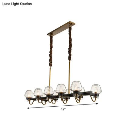 DecorBites™ Modernist Dome Island Chandelier - Clear Glass - 8/10 Lights - Black Finish