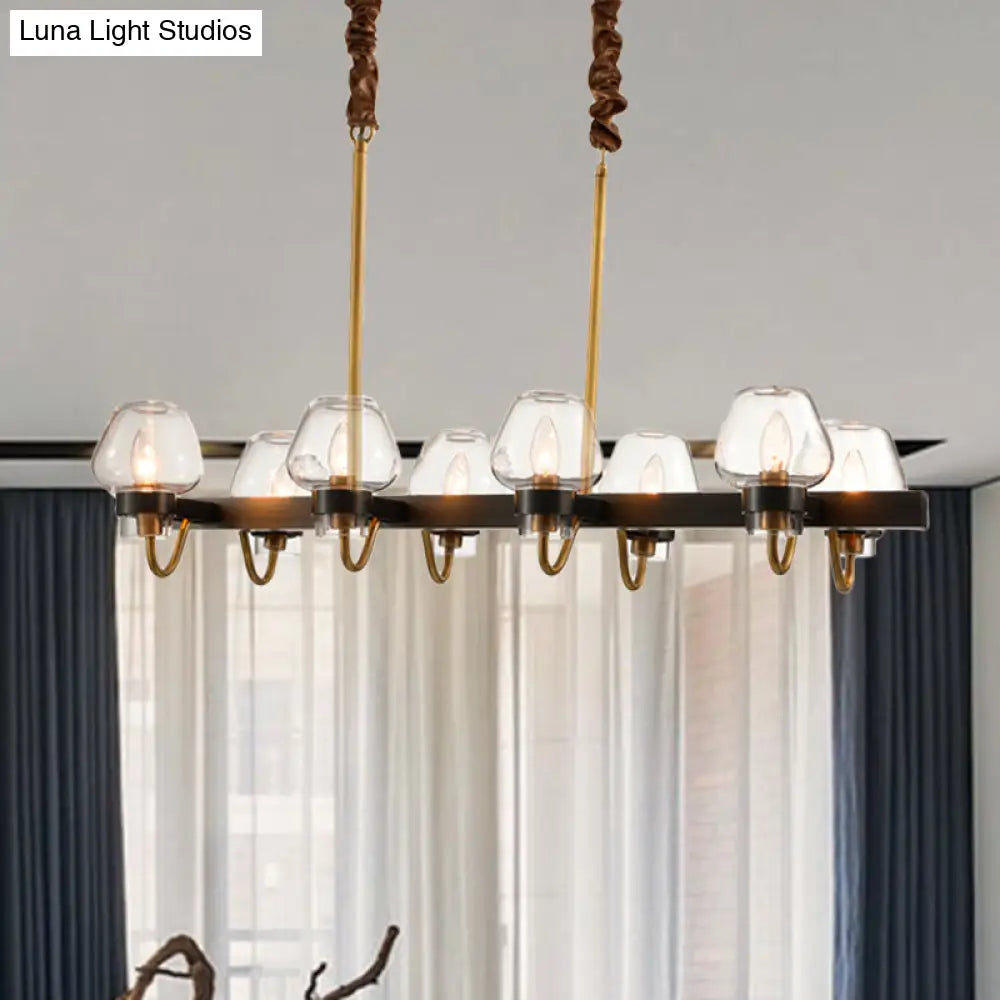 DecorBites™ Modernist Dome Island Chandelier - Clear Glass - 8/10 Lights - Black Finish